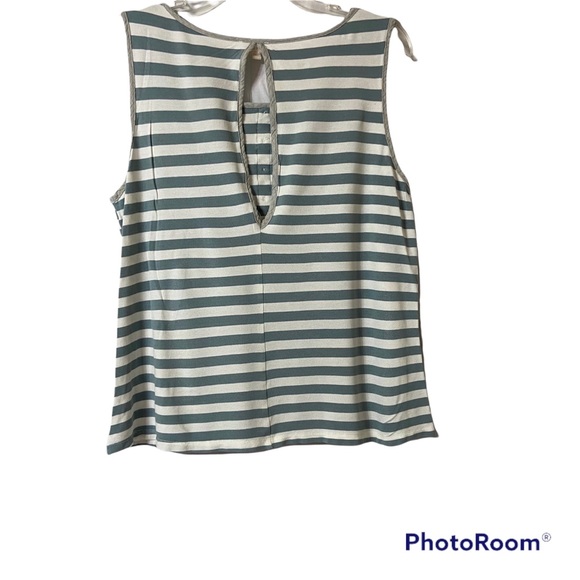 Hem & Thread Decorative Button Stripe Tank Top Size L - Picture 2 of 8
